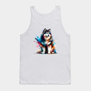 Yakutian Laika in Expressive Colorful Splash Art Tank Top